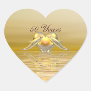 Sticker Cœur Dauphins et coeur d'or d'anniversaire