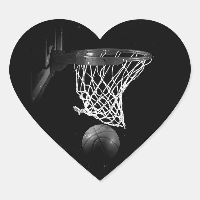 Sticker Coeur de basket-ball noir et blanc (Devant)