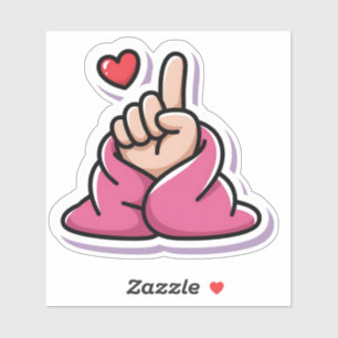 Sticker Coeur de doigt dans une couverture rose confortabl