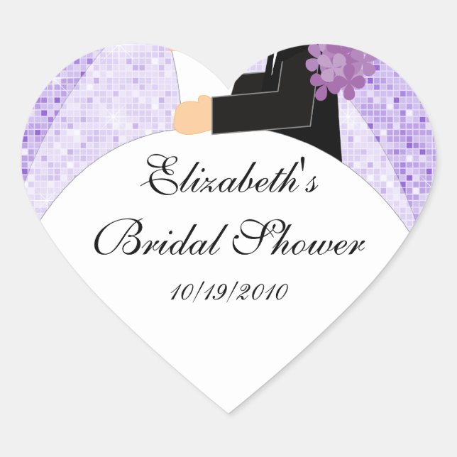 Sticker Coeur de Fête des mariées de mariée violet (Devant)