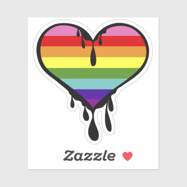 Sticker Coeur de goutte à goutte à l'arc-en-ciel (Feuille)