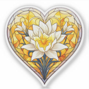 Sticker Coeur de jonquilles en verre tendu