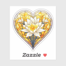 Sticker Coeur de jonquilles en verre tendu