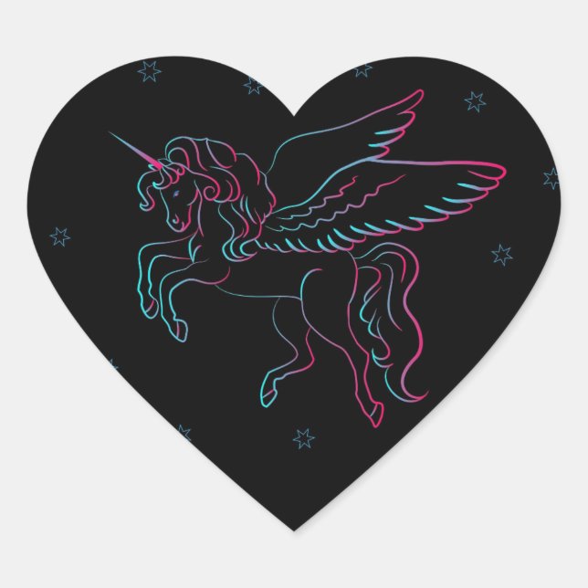 Sticker Coeur de licorne noire (Devant)