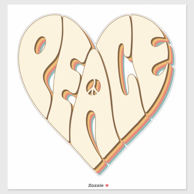 Sticker Coeur de paix Super rétro Inspiration Essentiel (Feuille)