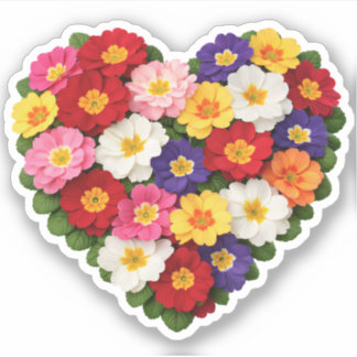 Sticker Cœur de primevère Fleur de naissance de février