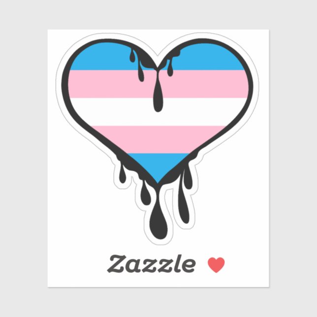 Sticker Coeur de séchage de la Fierté trans (Feuille)