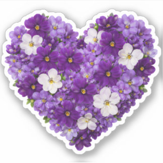 Sticker Cœur de violette Fleur de naissance de février