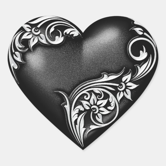 Sticker Cœur Défilement du coeur noir (Devant)
