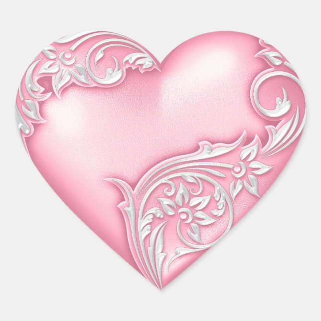 Sticker Cœur Défilement du coeur rose avec blanc (Devant)