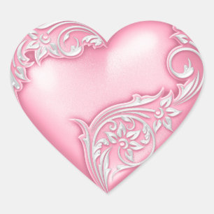Sticker Cœur Défilement du coeur rose avec blanc