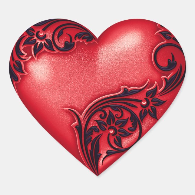 Sticker Cœur Défilement du coeur rouge avec noir (Devant)