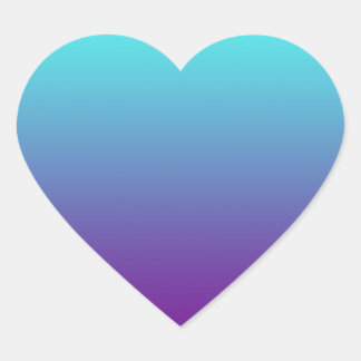 Sticker Cœur Dégradé de fond simple Turquoise Bleu Violet
