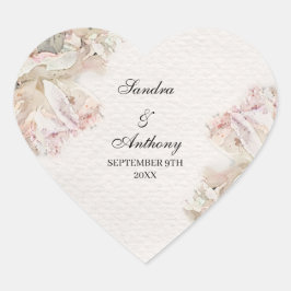 Sticker Cœur Délicat Mariage floral aquarelle