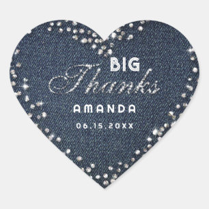 Sticker Cœur Denim Diamonds Parties scintillant Rhinestone Gran