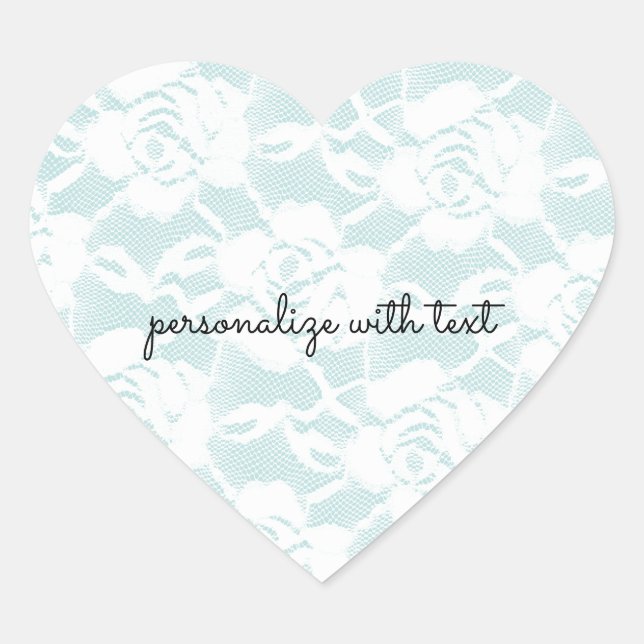Sticker Cœur Dentelle blanche rose de menthe (Devant)