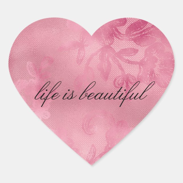 Sticker Cœur Dentelle Rose Élégante (Devant)