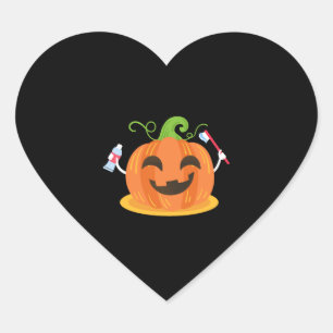 Sticker Cœur Dentiste Halloween Citrouille dent