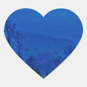 Sticker Cœur Des lumières scintillantes dans un Blue Mountain M