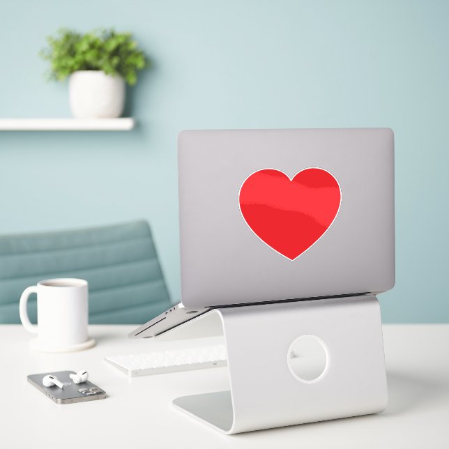 Sticker Coeur des Valentines rouges (Ordinateur portable sur le bureau)