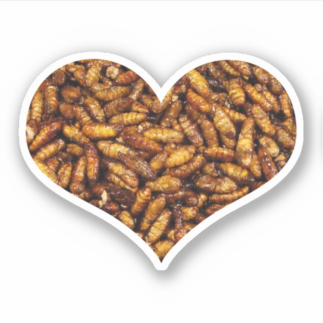 Sticker Coeur des vers de soie frits (Devant)
