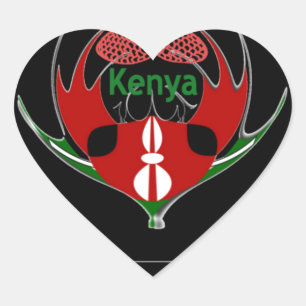 Sticker Cœur Design du Bouclier kenyan : Drapeau de papillon.