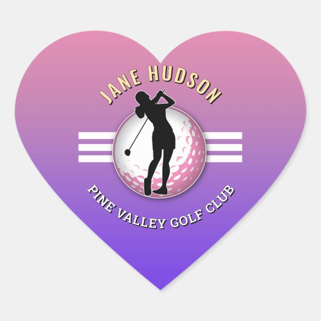 Sticker Cœur Design élégant de Golfeur pour femmes (Devant)
