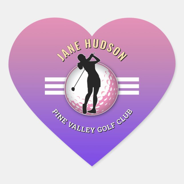 Sticker Cœur Design élégant de Golfeur pour femmes (Devant)