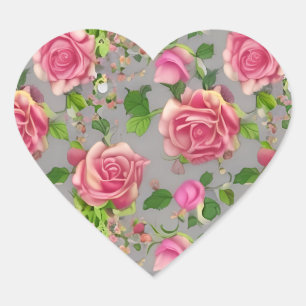 Sticker Cœur Design Rose de jardin de campagne français élégant
