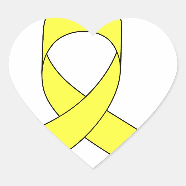 Sticker Cœur Dessin à ruban jaune (Devant)