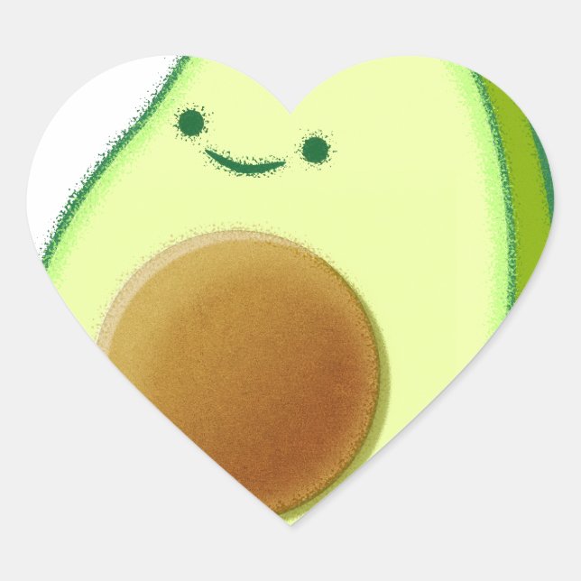 Sticker Cœur Dessin Avocado mignon (Devant)