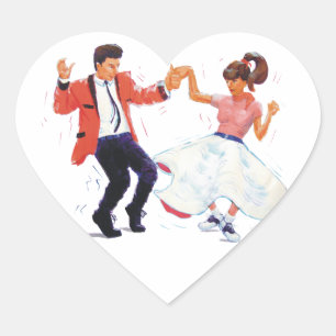 Sticker Cœur dessin classique rock n roll jivers