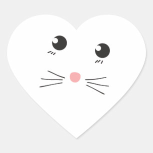 Sticker Cœur Dessin de la ligne de face du chat