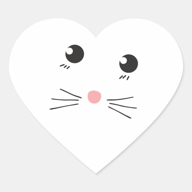 Sticker Cœur Dessin de la ligne de face du chat (Devant)