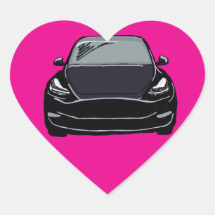 Sticker Cœur Dessin de voiture SUV de véhicule électrique noir