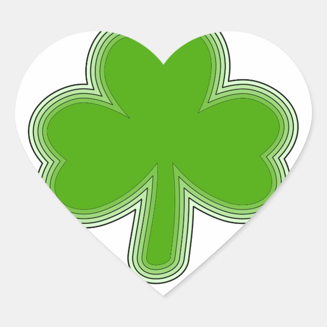 Sticker Cœur Dessin Shamrock de Saint Patrick (Devant)