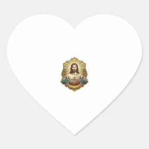 Sticker Cœur Déterminé Jésus Haltère en Fer Lourd Powerlifting