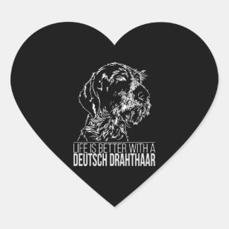 Sticker Cœur Deutsch Drahthaar vie meilleur chien dire