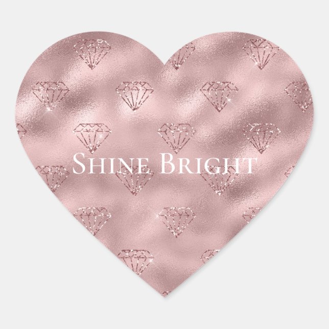 Sticker Cœur Diamants Parties scintillant or rose (Devant)