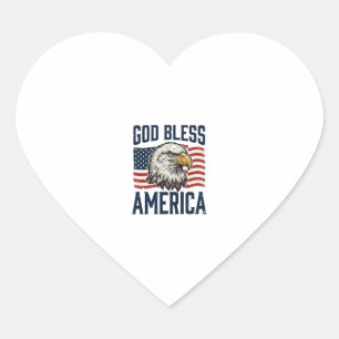 Sticker Cœur Dieu bénisse l'Amérique Aigle Patriotique Vector D