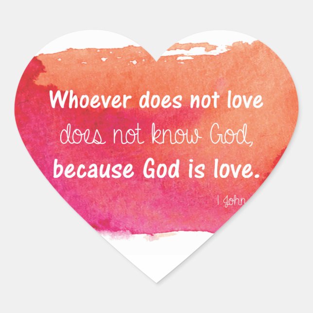 Sticker Cœur Dieu est Amour Aquarelle Peinture Bible Verse (Devant)