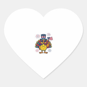 Sticker Cœur Dinde patriotique drôle Feu d'artifice Chemise vin