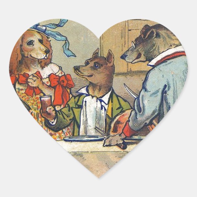 Sticker Cœur Dîner de chien victorien Dress Doggy (Devant)