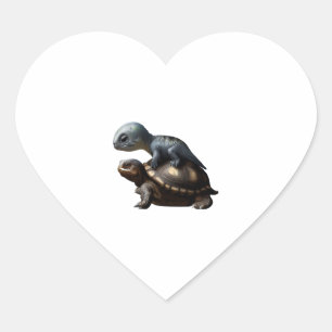Sticker Cœur dinosaure sur tortue Copier