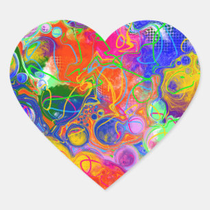 Sticker Cœur Disco Ball Electricity Fluid Art