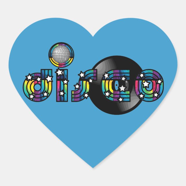 Sticker Cœur Disco Dancing Ball miroir et disque vinyle (Devant)