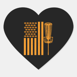 Sticker Cœur Disque Golf Halloween USA DRAPEAU POUR DISCGOLF PL