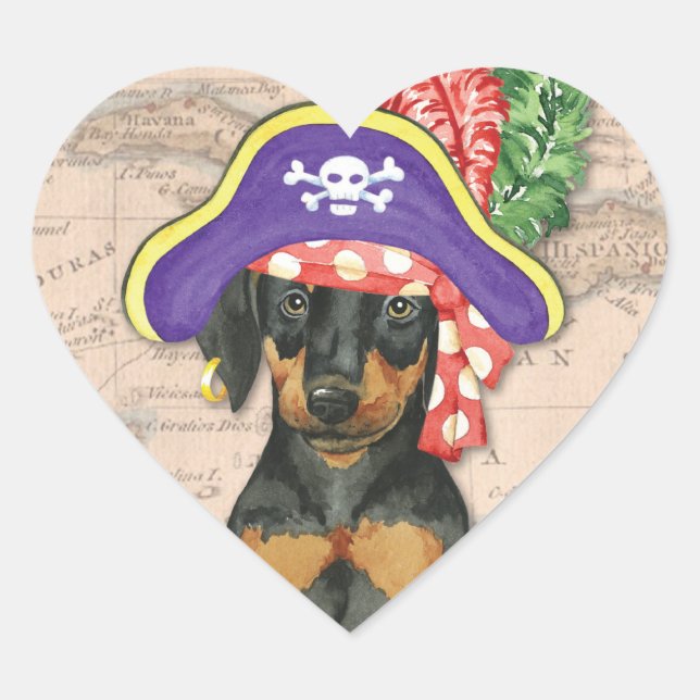 Sticker Cœur Doberman Pinscher Pirate (Devant)