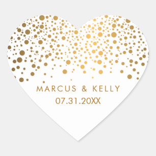 Sticker Cœur Dots d'or Confetti MARIAGE