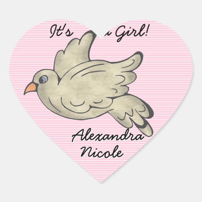 Sticker Cœur Dove annonce que c'est une fille ! (Devant)